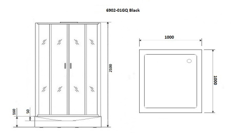 Душевая кабина Niagara Premium 69020134GQBLACK 100х100 квадратная с крышей ориентация универсальная